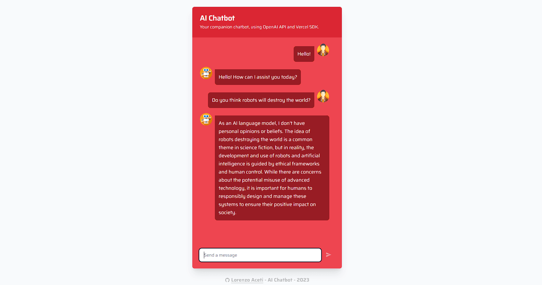 The main interface of AI Chatbot app.